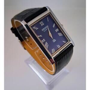 ⭐ Men's Seiko Tank Blue Dial Dress Watch & Batt-Dial